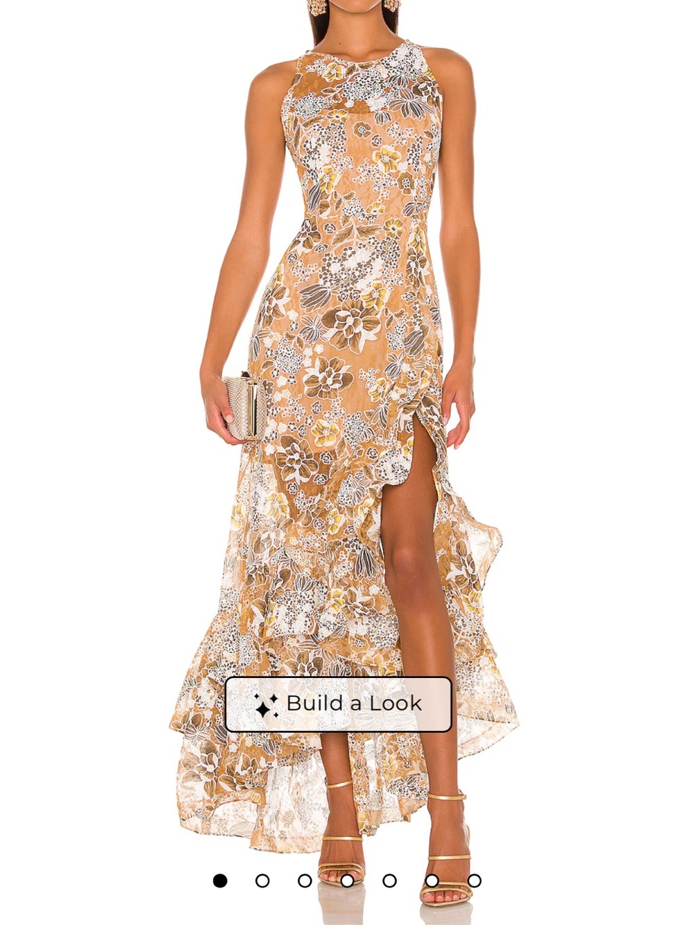 Bronx and Banco Sicilia Ruffle Dress in Multi Size Small Brown Formal Dress